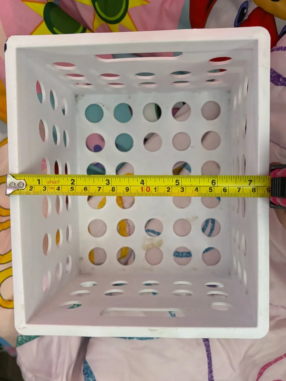 Small White Plastic Storage Bin with Handles